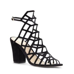 Vince Camuto Naveena Caged Block Heel Sandal Black